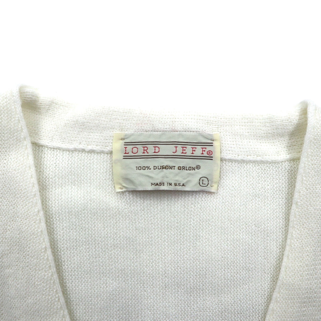 80s USA Vintage Cardigan LORD JEFF カーディガン L ホワイト アクリル 80年代 USA製
