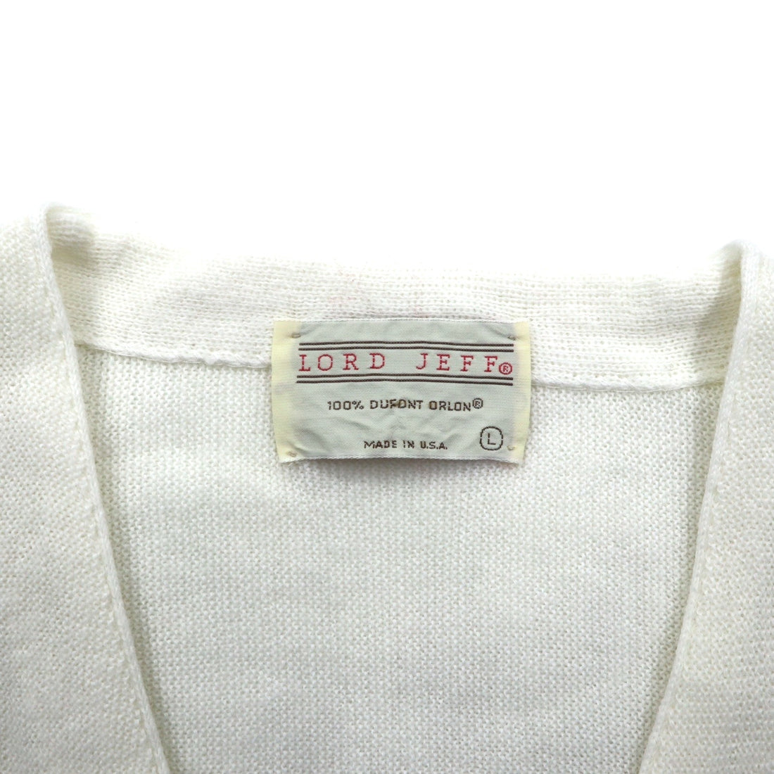80s USA Vintage Cardigan LORD JEFF カーディガン L ホワイト アクリル 80年代 USA製