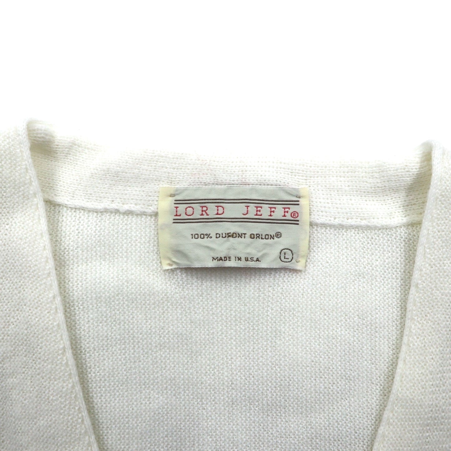 80s USA Vintage Cardigan LORD JEFF カーディガン L ホワイト アクリル 80年代 USA製
