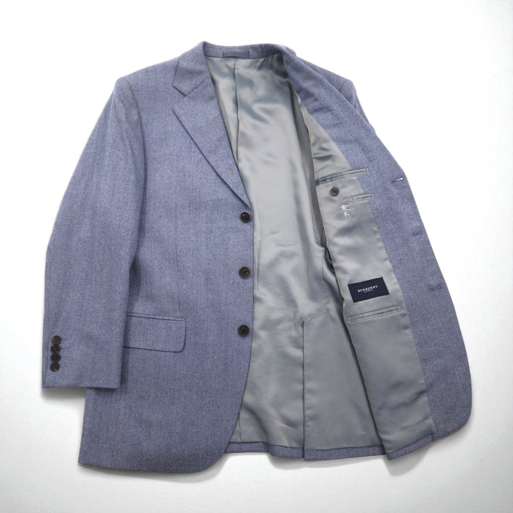 BURBERRY Cashmere Blend 3B Tailored Jacket, Size L, Blue, Wool, Made in Japan