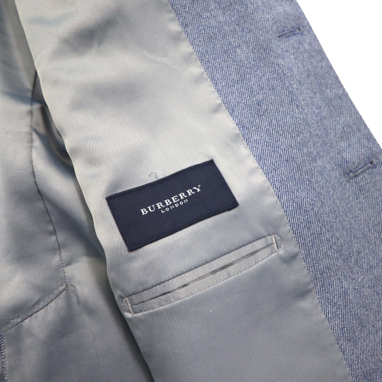 BURBERRY カシミヤ混 3B テーラードジャケット L ブルー ウール 羊毛 日本製