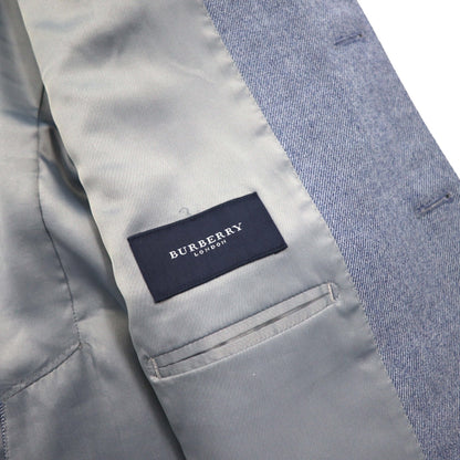 BURBERRY カシミヤ混 3B テーラードジャケット L ブルー ウール 羊毛 日本製