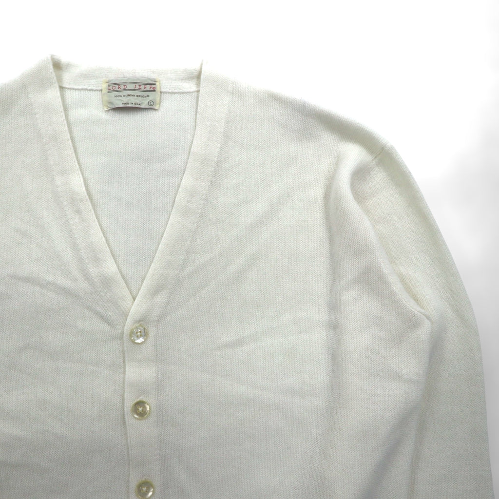 80s USA Vintage Cardigan LORD JEFF カーディガン L ホワイト アクリル 80年代 USA製