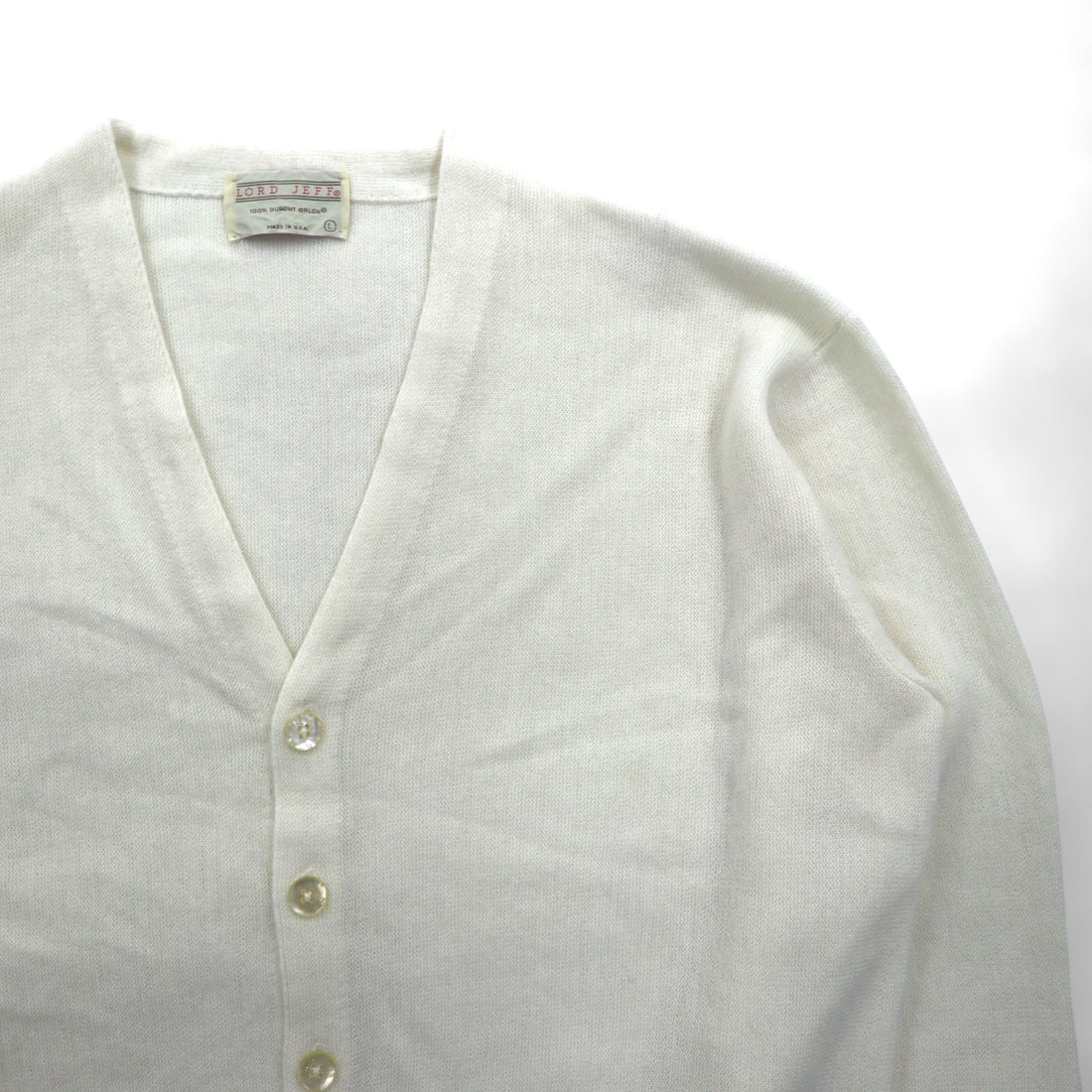 80s USA Vintage Cardigan LORD JEFF カーディガン L ホワイト アクリル 80年代 USA製
