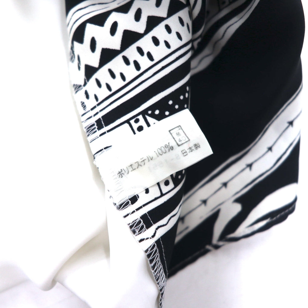 Vintage 90s Japan Made Retro Shirt 90s SUNPATIO Poly Shirt FREE White All-over Pattern Made in Japan