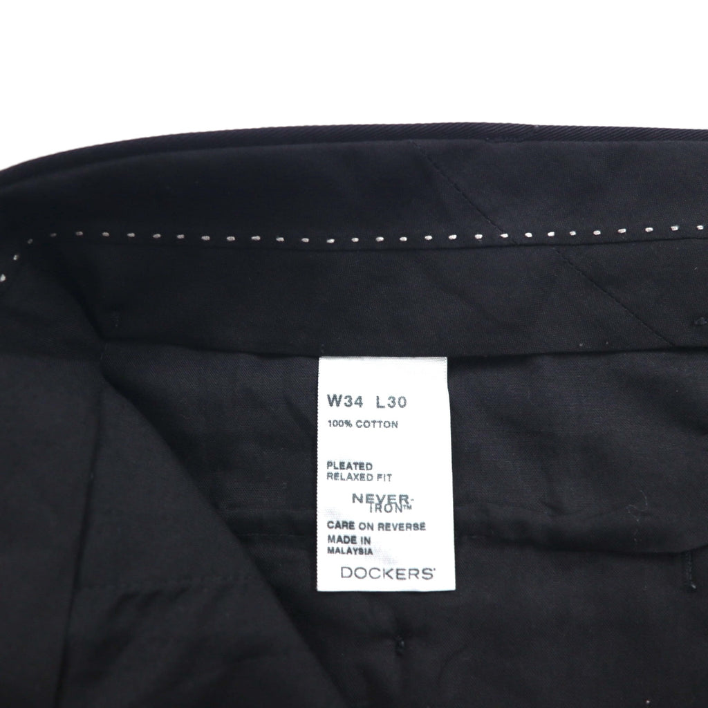 DOCKERS PREMIUM ( Levi's ) リラックスフィット 2タック ワイド チノパンツ L ネイビー コットン