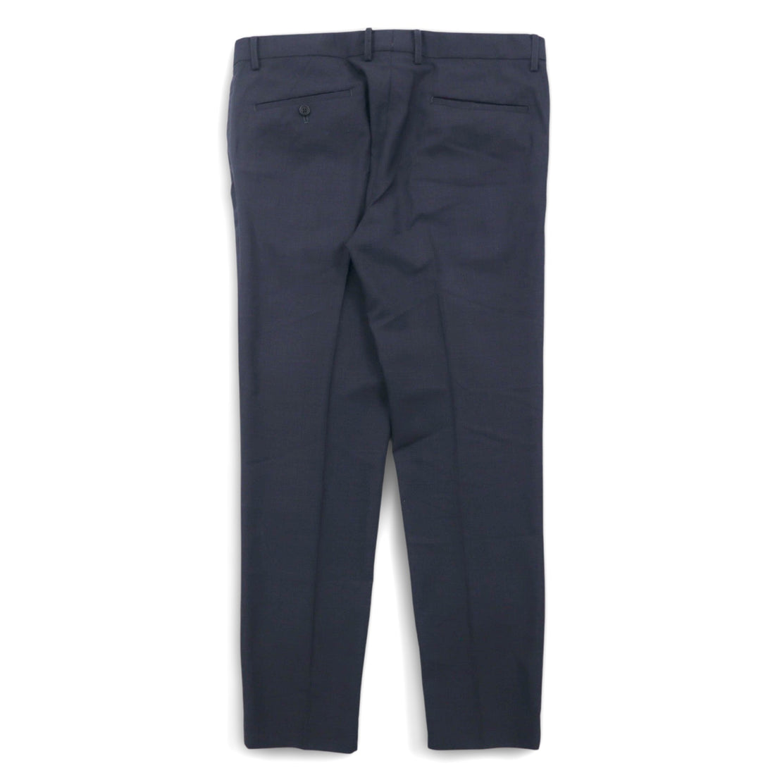 URU Zip Slit Easy Slacks Pants M Navy Wool Tapered 16SUP03 Made in Japan