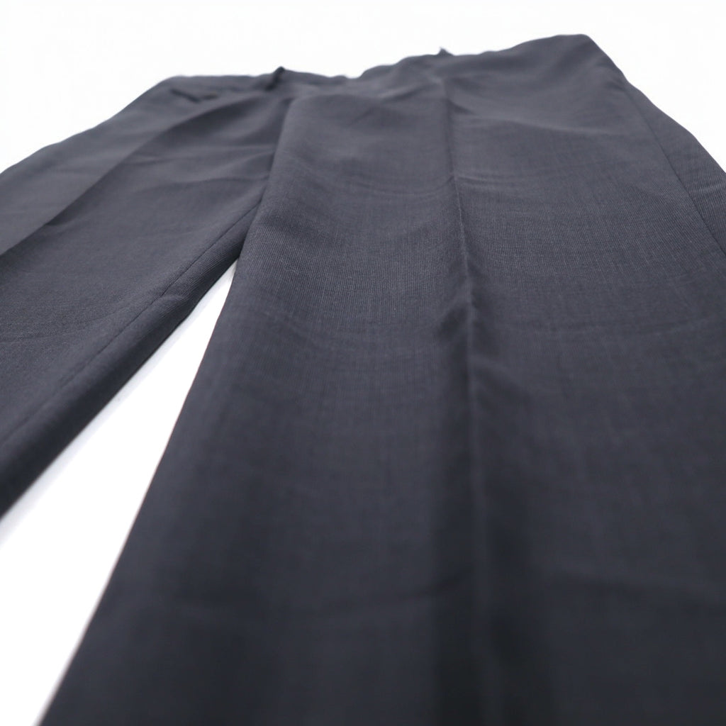 URU Zip Slit Easy Slacks Pants M Navy Wool Tapered 16SUP03 Made in Japan