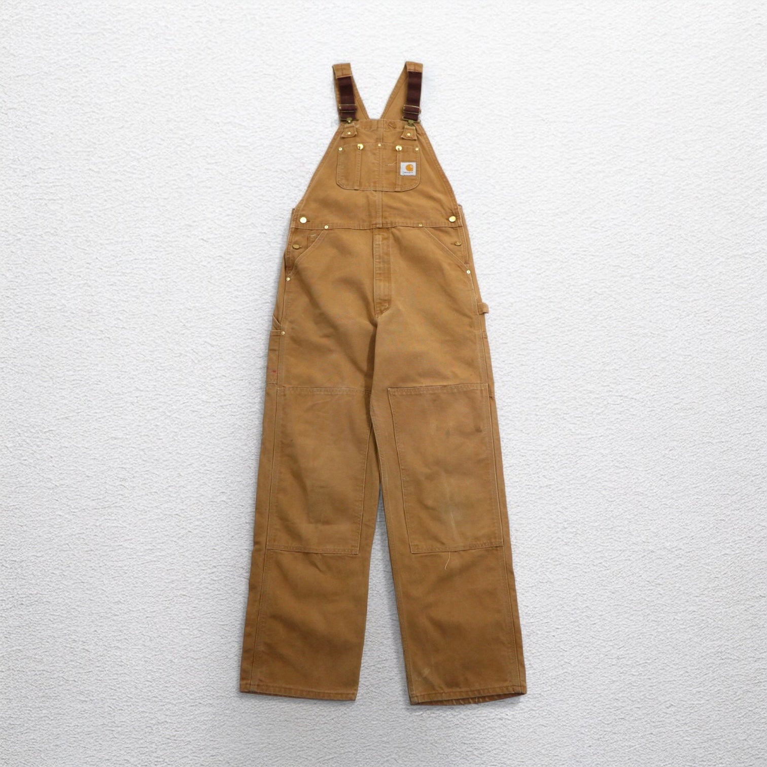 Carhartt Double Knee Duck Overalls XL Camel Brown Cotton