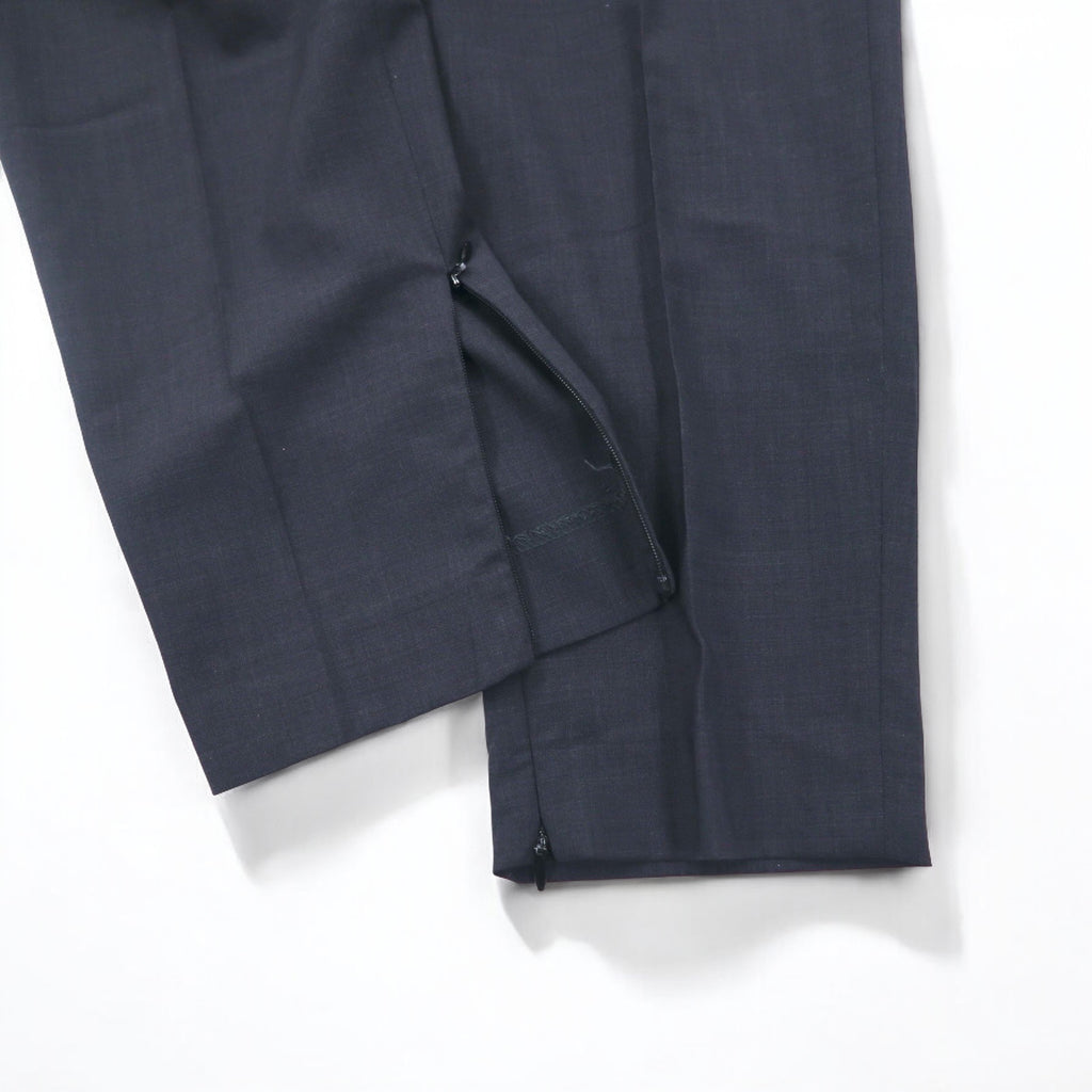 URU Zip Slit Easy Slacks Pants M Navy Wool Tapered 16SUP03 Made in Japan