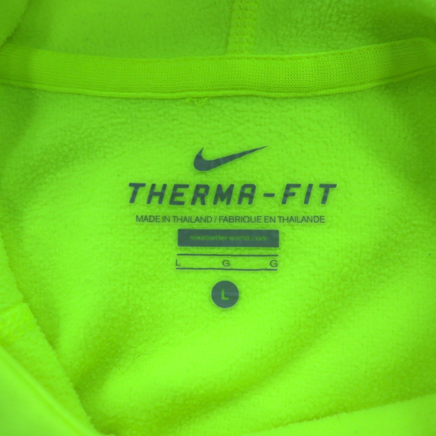 NIKE プルオーバー THERMA-FIT サーマフィット パーカー L イエロー サムホール フロントポケット 548804-703