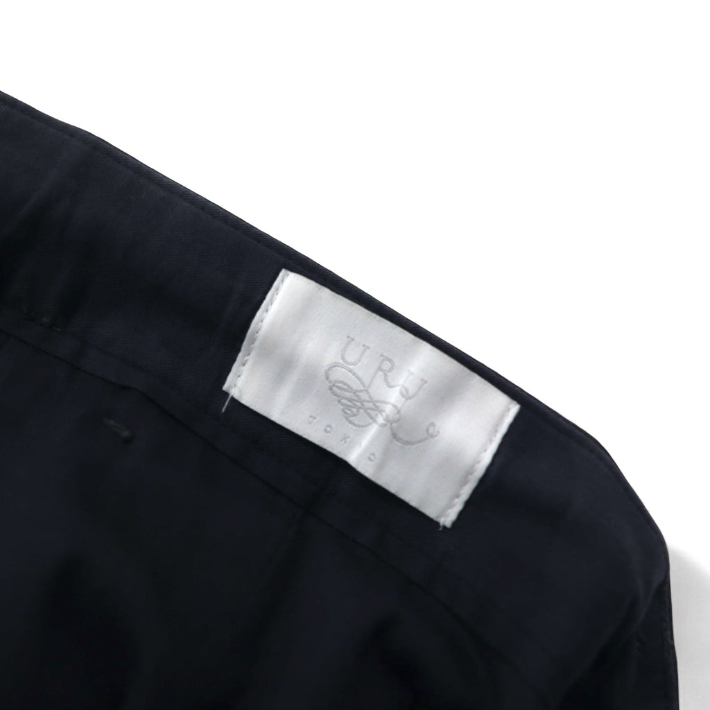 URU Zip Slit Easy Slacks Pants M Navy Wool Tapered 16SUP03 Made in Japan
