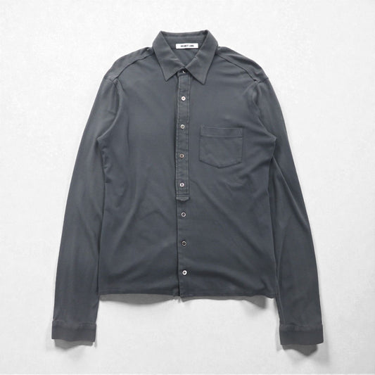 HELMUT LANG 天竺 コットンシャツ M チャコール グレー 胸ポケット 日本製 17-0308102