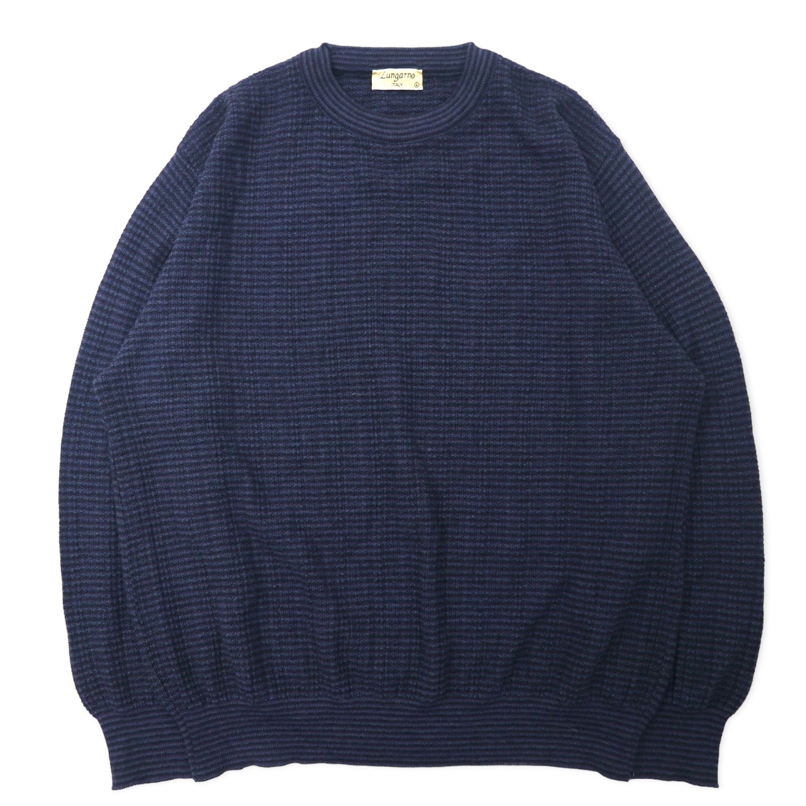 日本然リトテ-古着オンライン-Lungarno イタリア製 ケーブルニット セーター L ネイビー アクリル ウール-Lungarno Italian MADE Cable knit sweater l navy acrylic wool