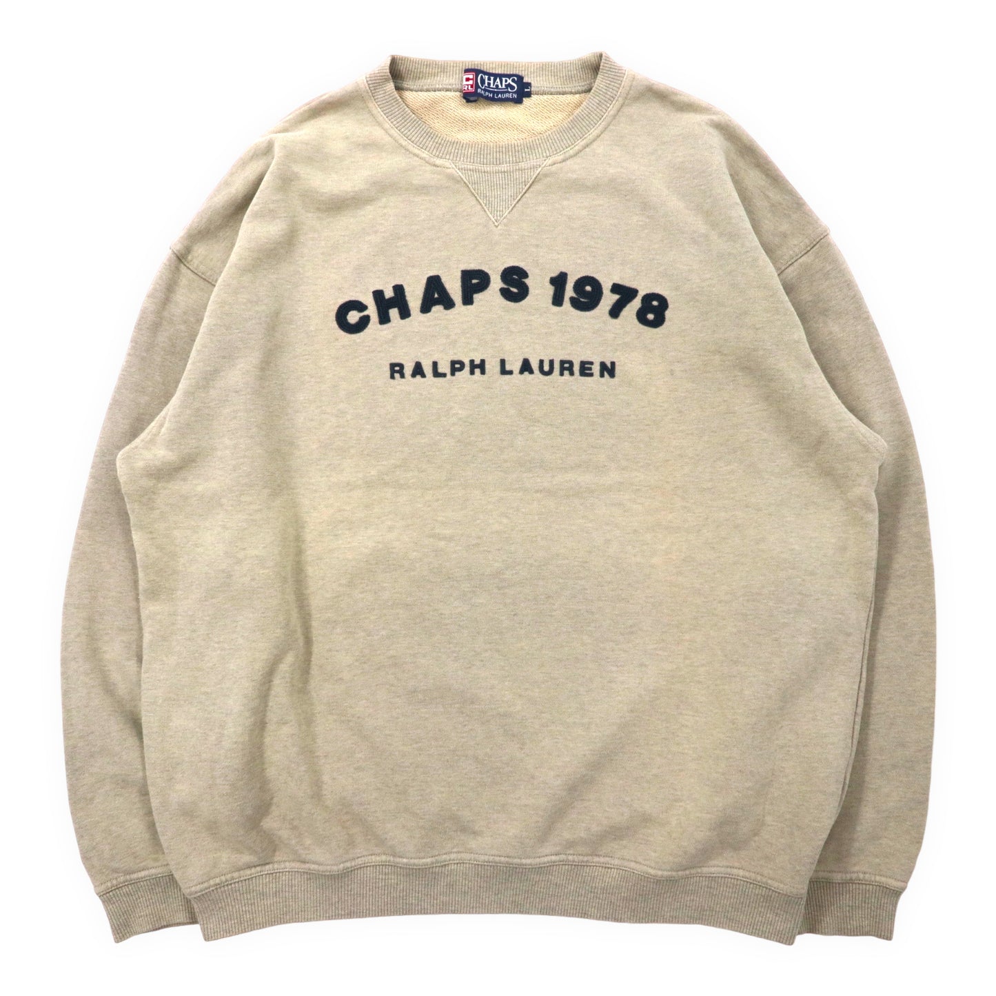 CHAPS RALPH LAUREN 90年代 ロゴスウェット L ベージュ コットン 前V