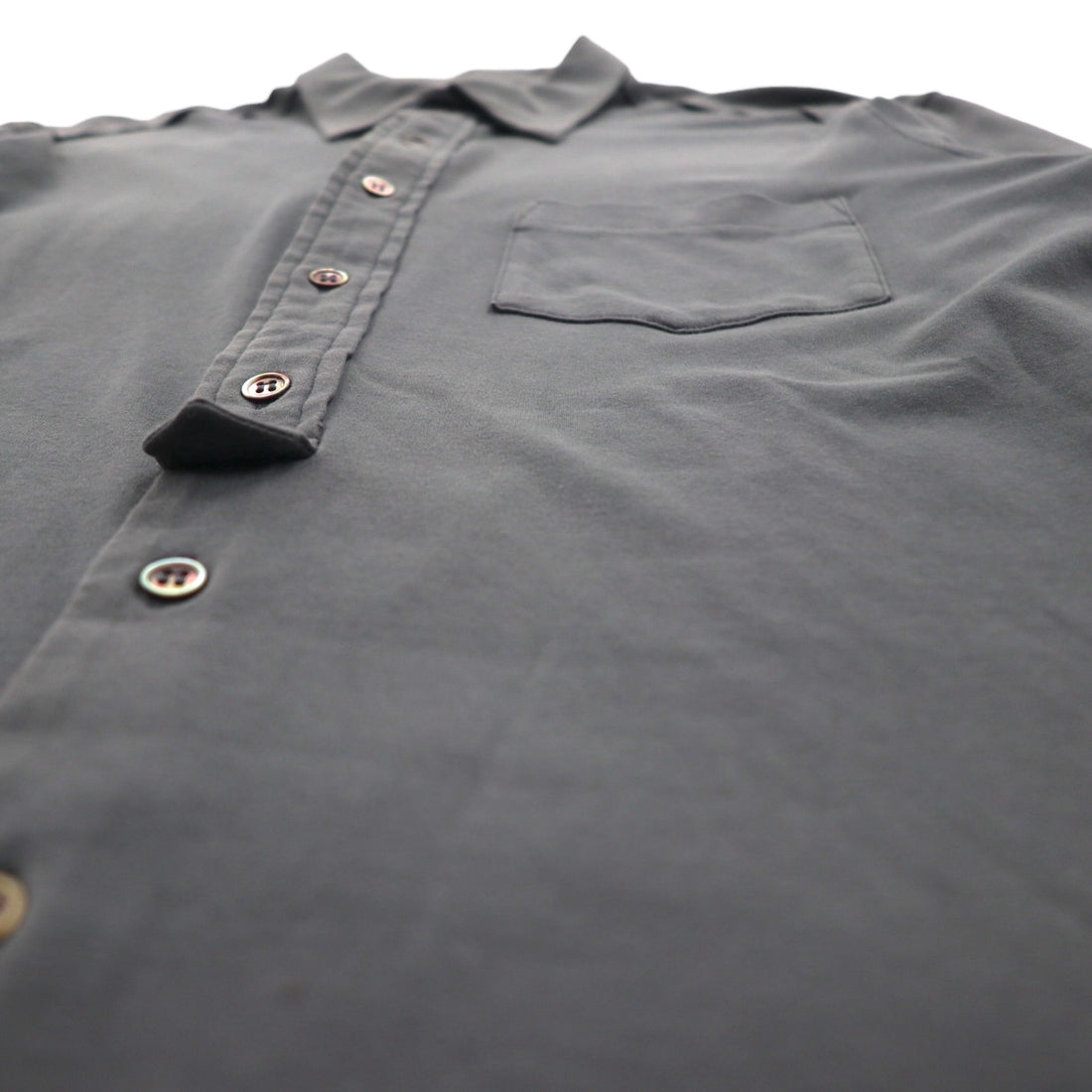 HELMUT LANG Jersey Cotton Shirt, Size M, Charcoal Gray, Chest Pocket, Made in Japan, 17-0308102
