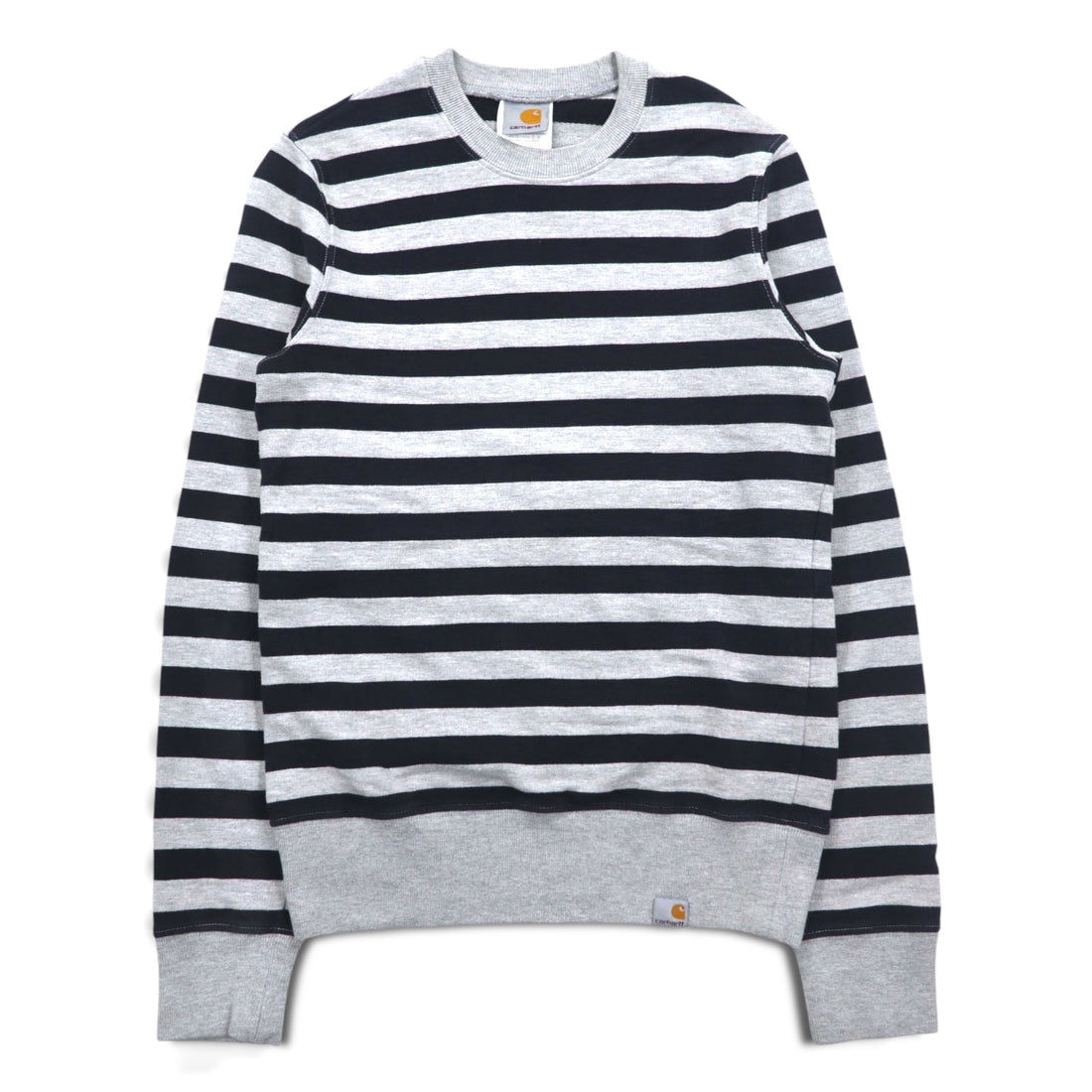 Carhartt Crew Neck Sweatshirt S Grey Striped Cotton Made in Turkey