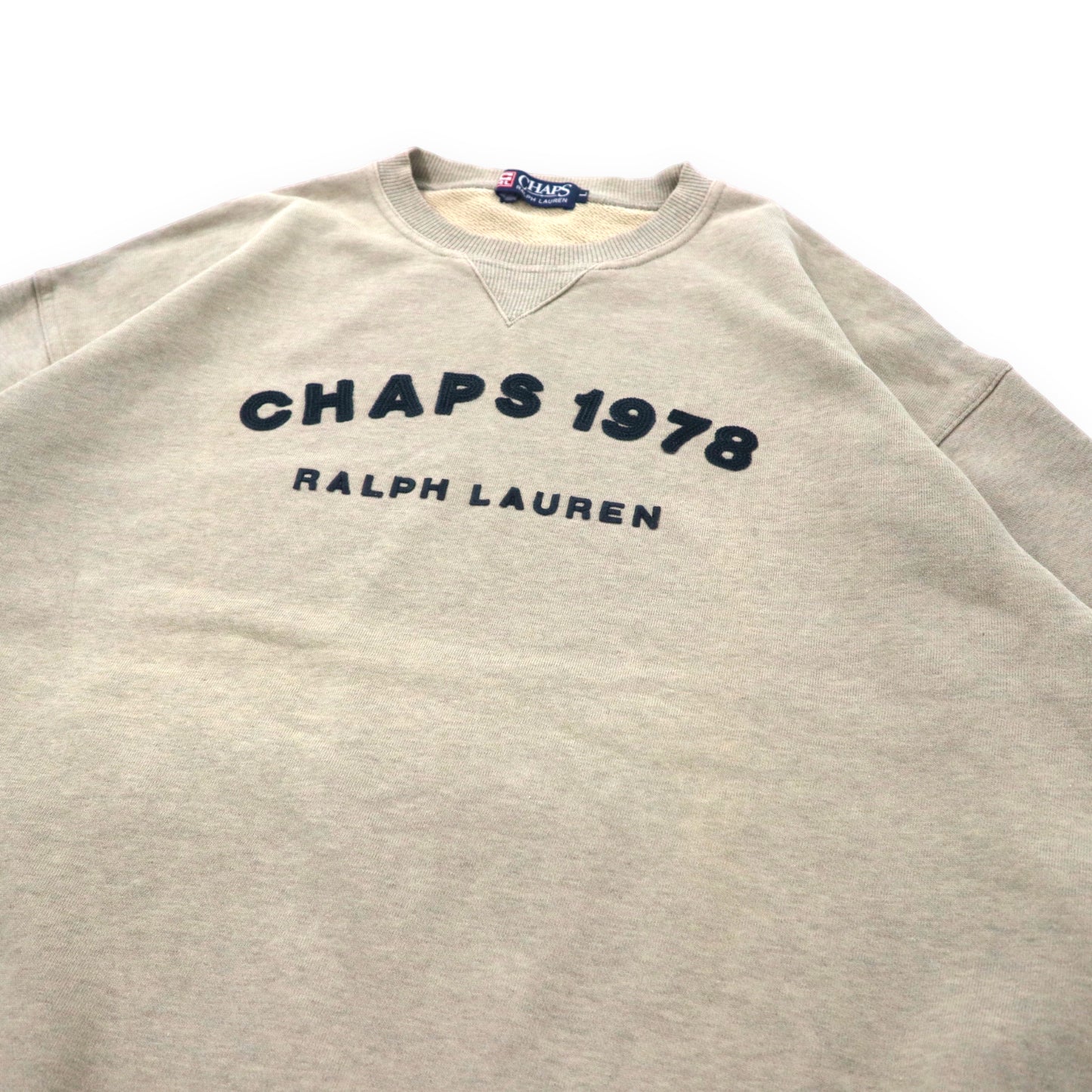 CHAPS RALPH LAUREN 90年代 ロゴスウェット L ベージュ コットン 前V