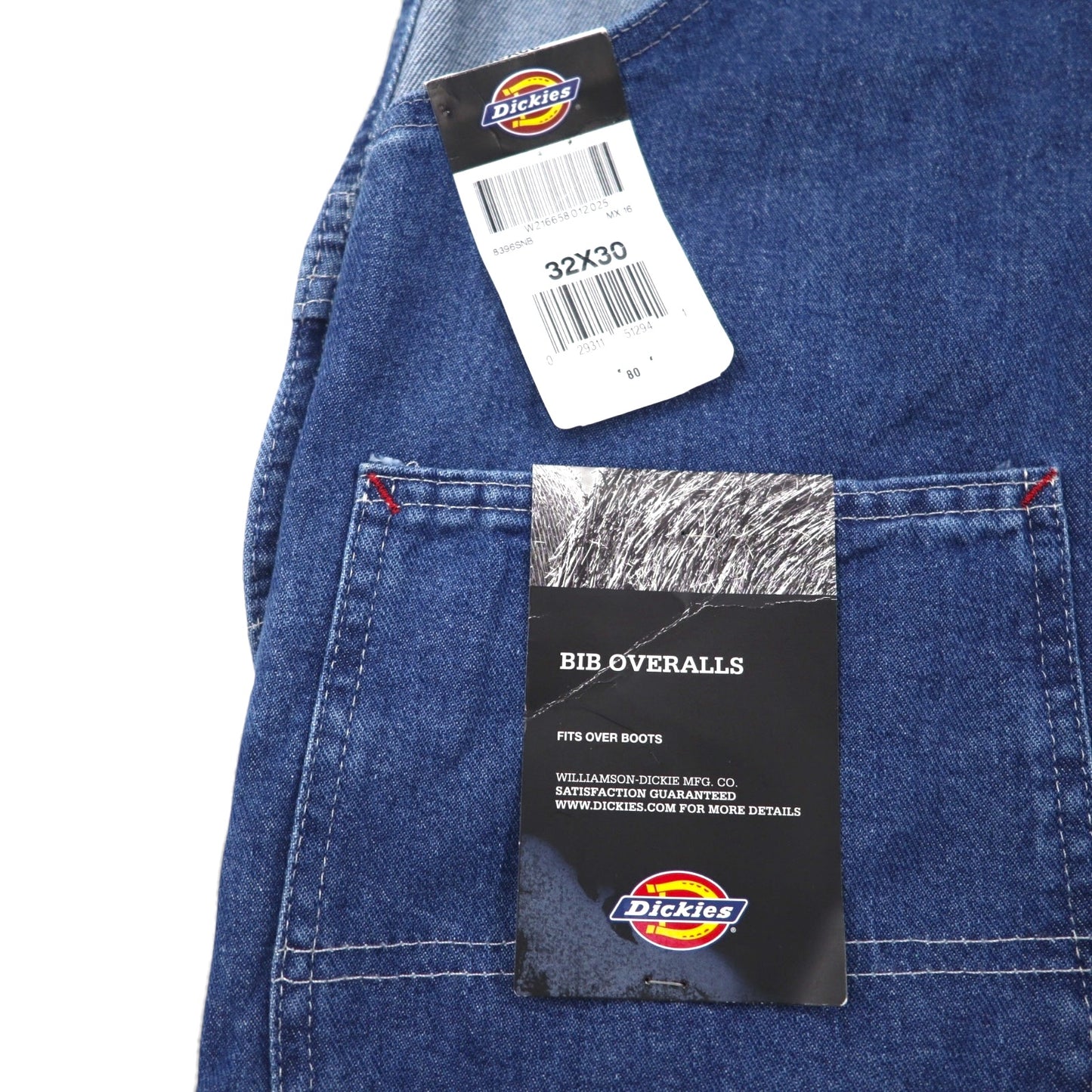 Dickies デニム オーバーオール ビブオーバーオール M インディゴ ブルー INDIGO BIB OVERALL STONEWASH 8396SNB メキシコ製 未使用品