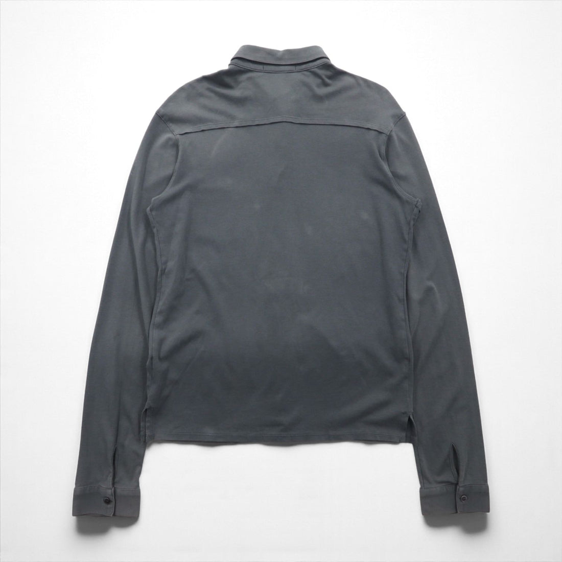 HELMUT LANG Jersey Cotton Shirt, Size M, Charcoal Gray, Chest Pocket, Made in Japan, 17-0308102