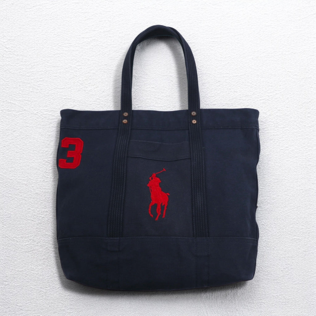 POLO RALPH LAUREN Big Pony Canvas Tote Bag Navy Washed