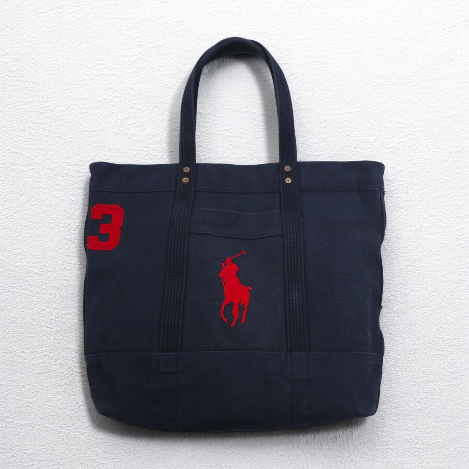 POLO RALPH LAUREN Big Pony Canvas Tote Bag Navy Washed