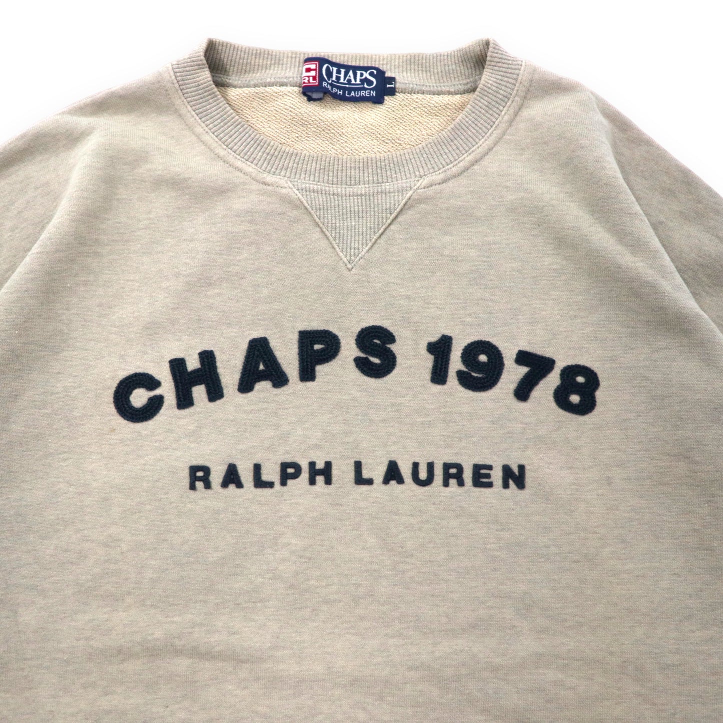 CHAPS RALPH LAUREN 90年代 ロゴスウェット L ベージュ コットン 前V