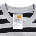 Carhartt Crew Neck Sweatshirt S Grey Striped Cotton Made in Turkey