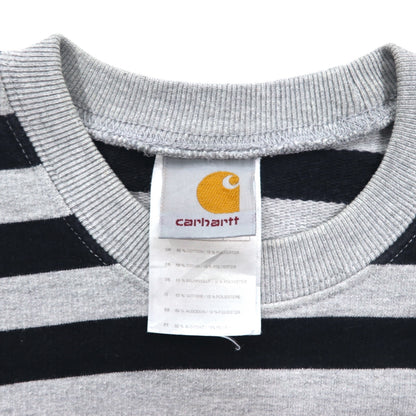 carhartt クルーネック スウェット S グレー ボーダー コットン トルコ製