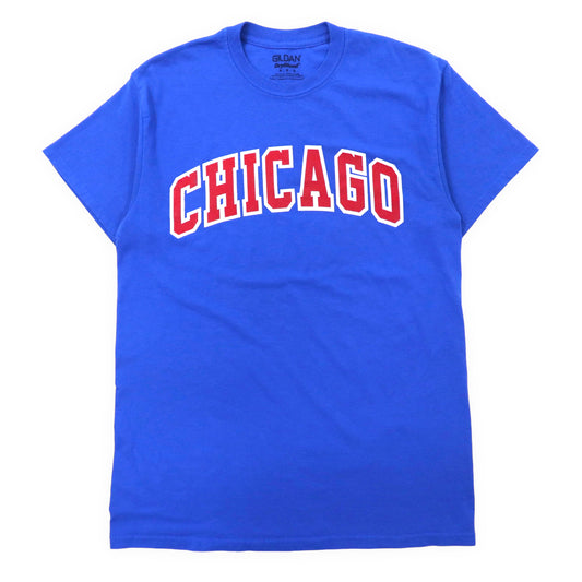 GILDAN カレッジプリントTシャツ M ブルー コットン CHICAGO
