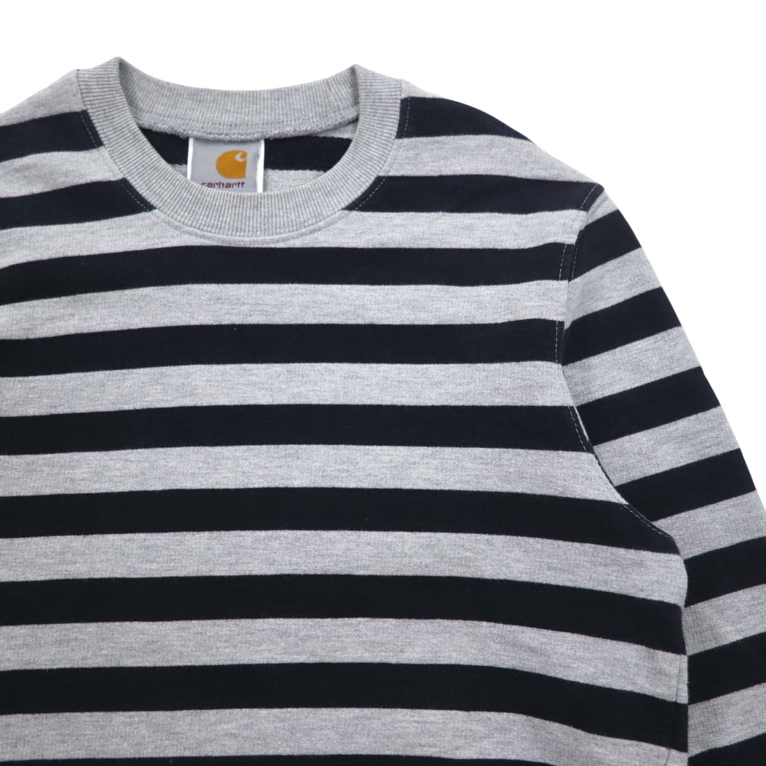 Carhartt Crew Neck Sweatshirt S Grey Striped Cotton Made in Turkey