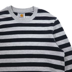 Carhartt Crew Neck Sweatshirt S Grey Striped Cotton Made in Turkey