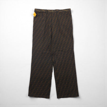 FENDI イタリア製 ヴィンテージ ズッカ柄 スラックス パンツ L ブラウン 総柄 mare 未使用品