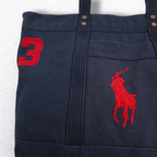 POLO RALPH LAUREN Big Pony Canvas Tote Bag Navy Washed