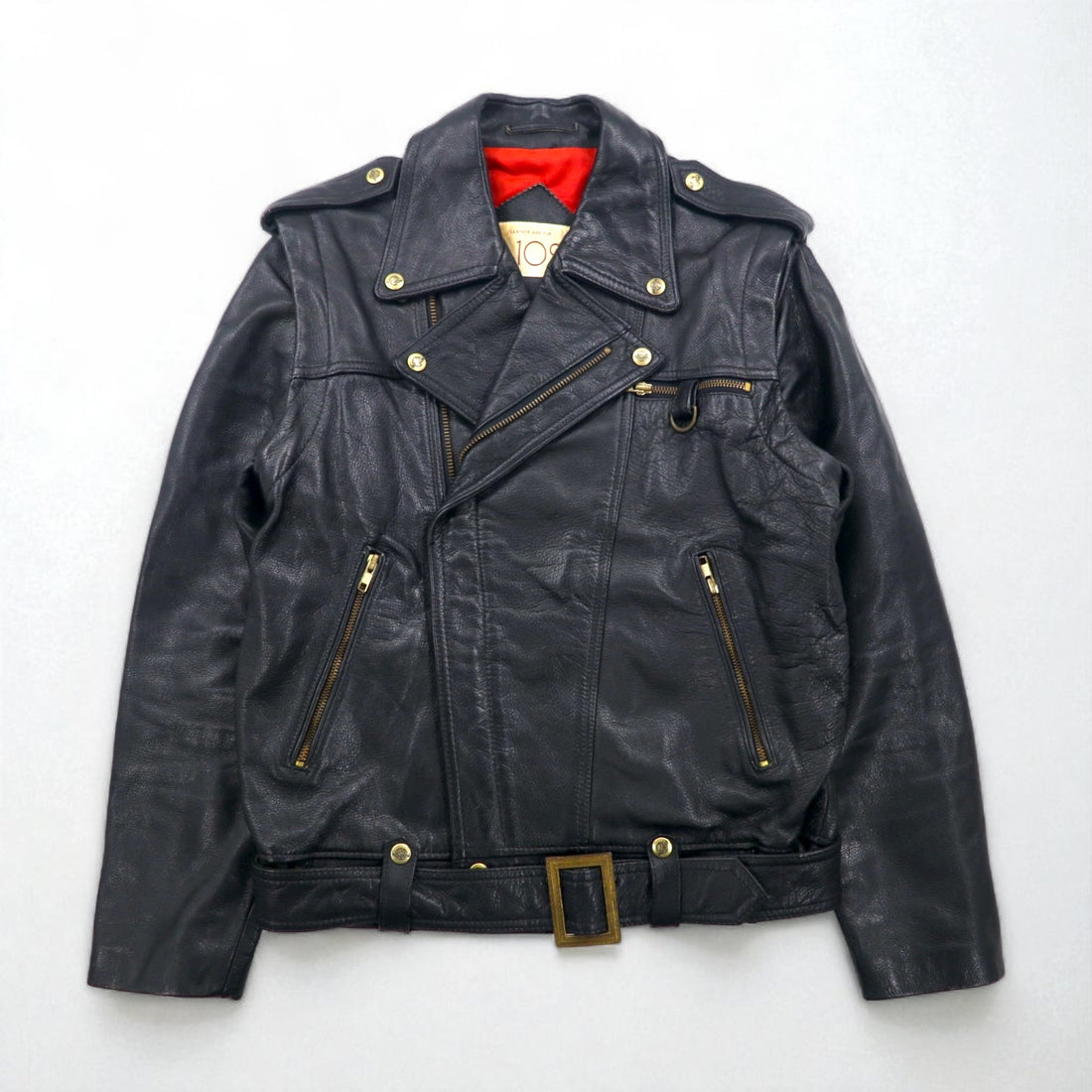 LEATHER AND FUR 102 Convertible 2-Way Double Rider Leather Jacket/Vest, Size M, Cowhide Leather with Detachable Arms