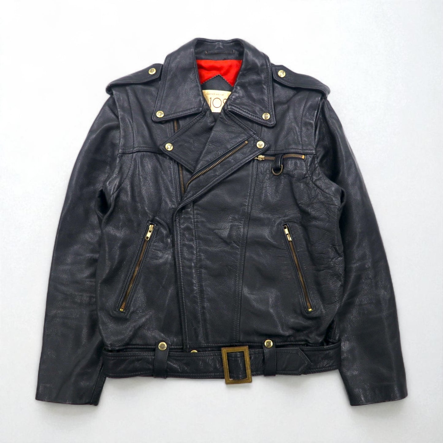 LEATHER AND FUR 102 コンバーチブル 2WAY ダブル ライダース レザージャケット ベスト M 牛革 アーム着脱可