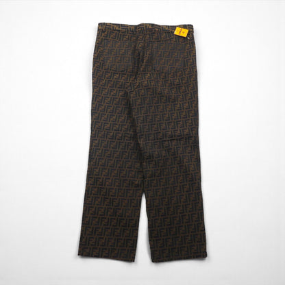 FENDI イタリア製 ヴィンテージ ズッカ柄 スラックス パンツ L ブラウン 総柄 mare 未使用品