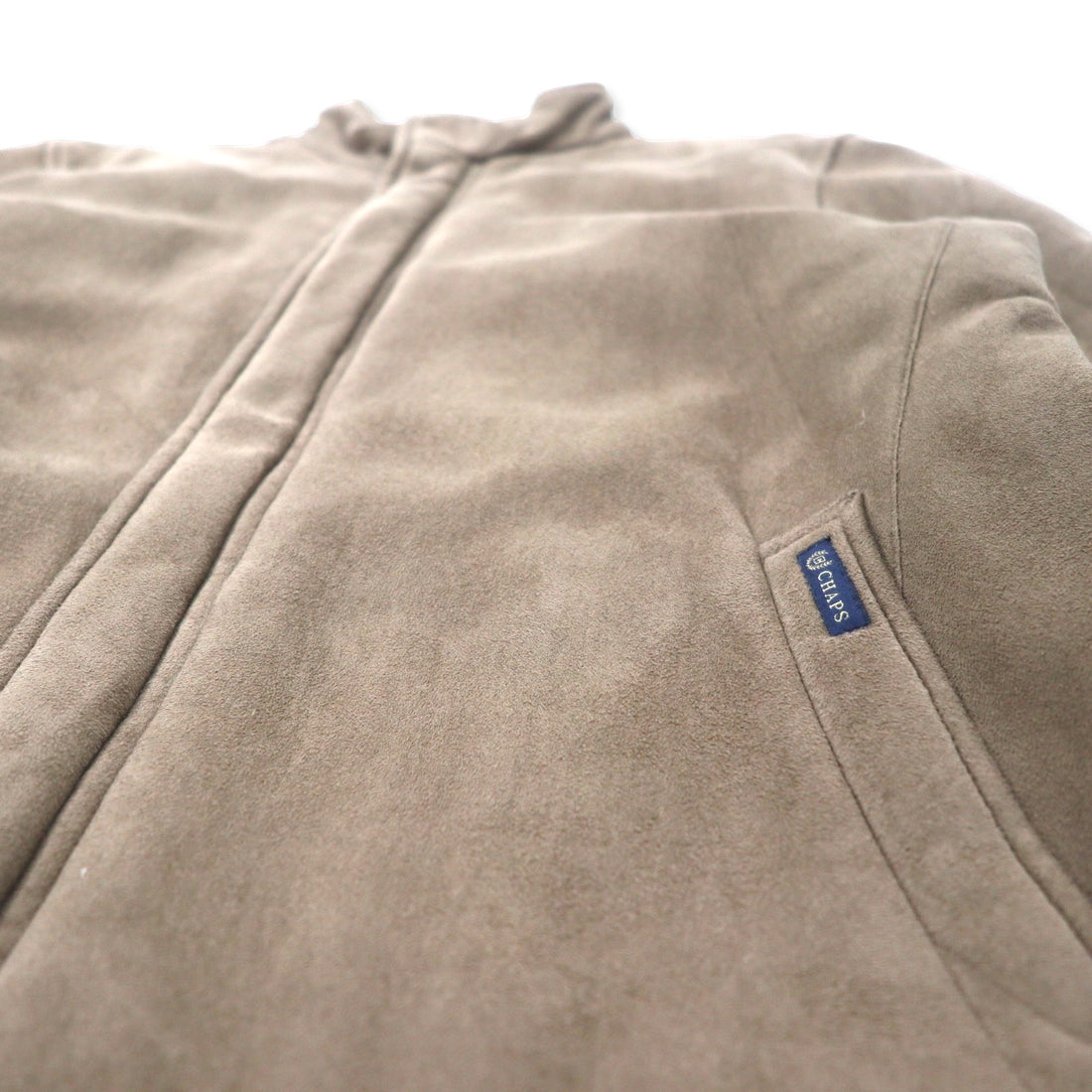 CHAPS Faux Suede Leather Insulation Jacket Coat Filling L Beige Polyester