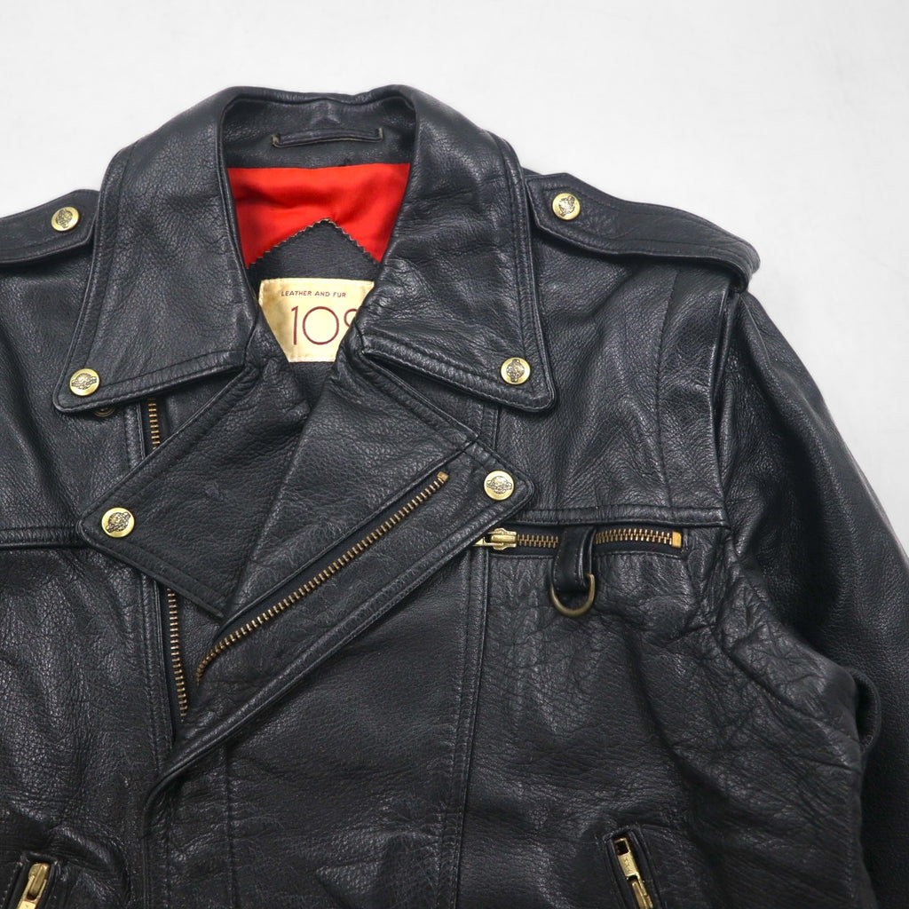 LEATHER AND FUR 102 Convertible 2-Way Double Rider Leather Jacket/Vest, Size M, Cowhide Leather with Detachable Arms