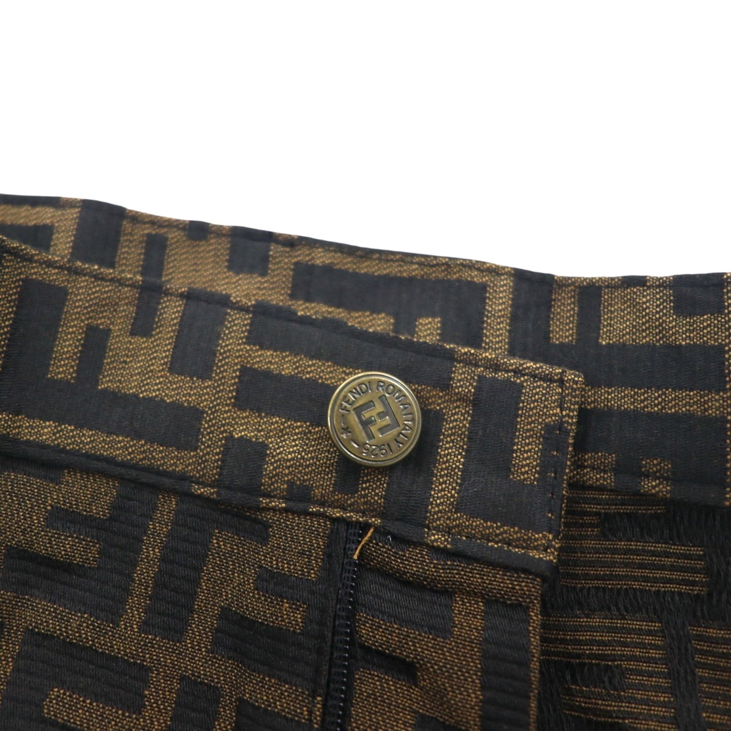 FENDI イタリア製 ヴィンテージ ズッカ柄 スラックス パンツ L ブラウン 総柄 mare 未使用品