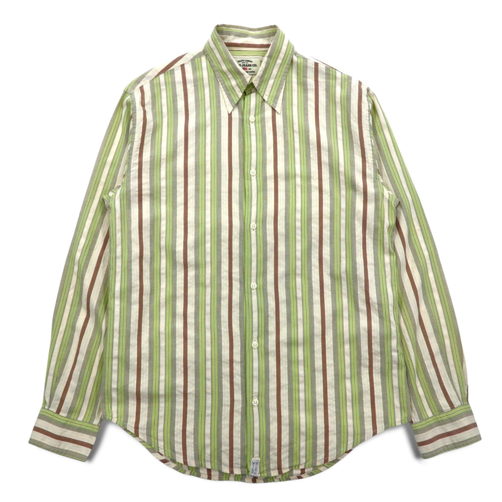 POLO JEANS CO. RALPH LAUREN 90s Multi-stripe shirt L Green Cotton