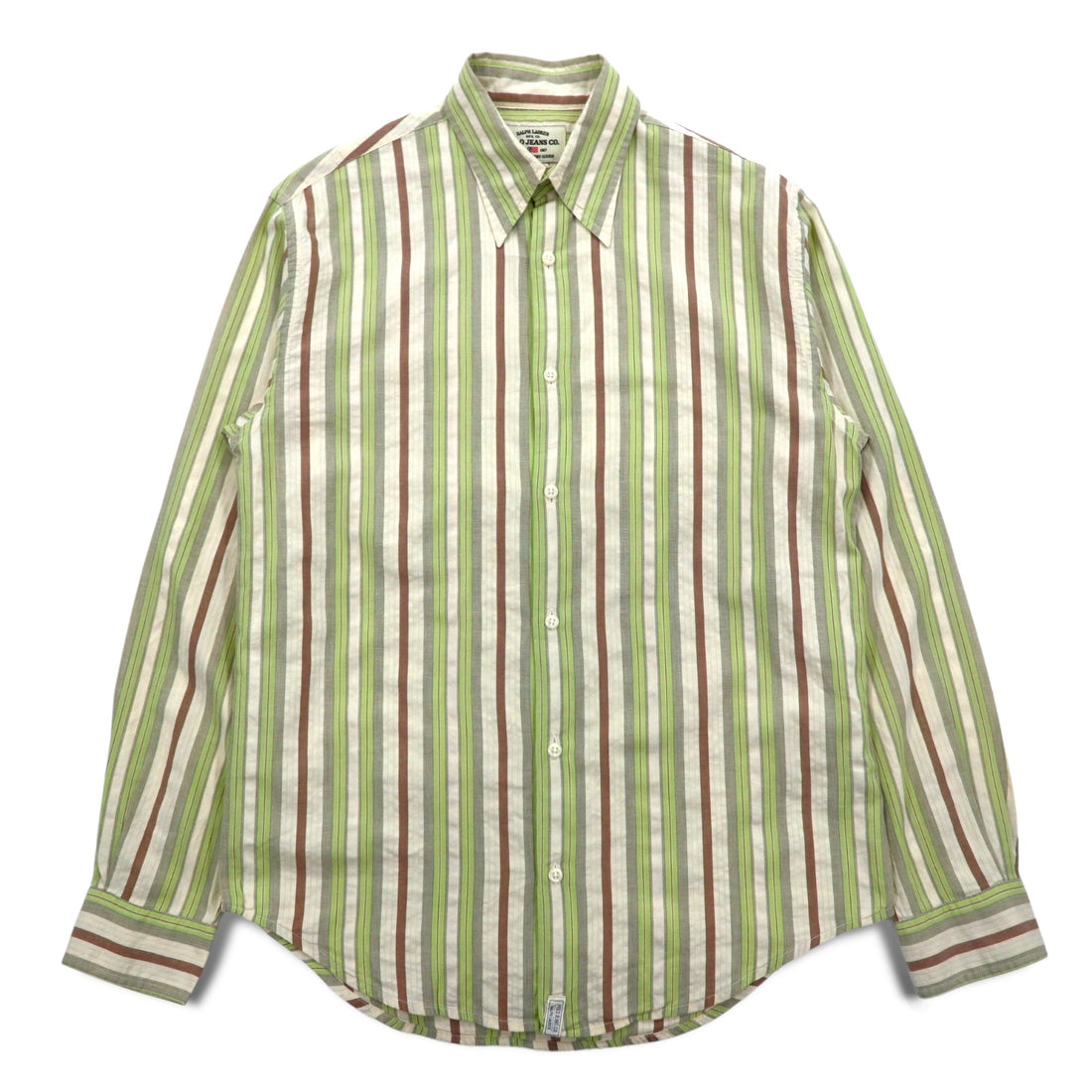 POLO JEANS CO. RALPH LAUREN 90s Multi-stripe shirt L Green Cotton