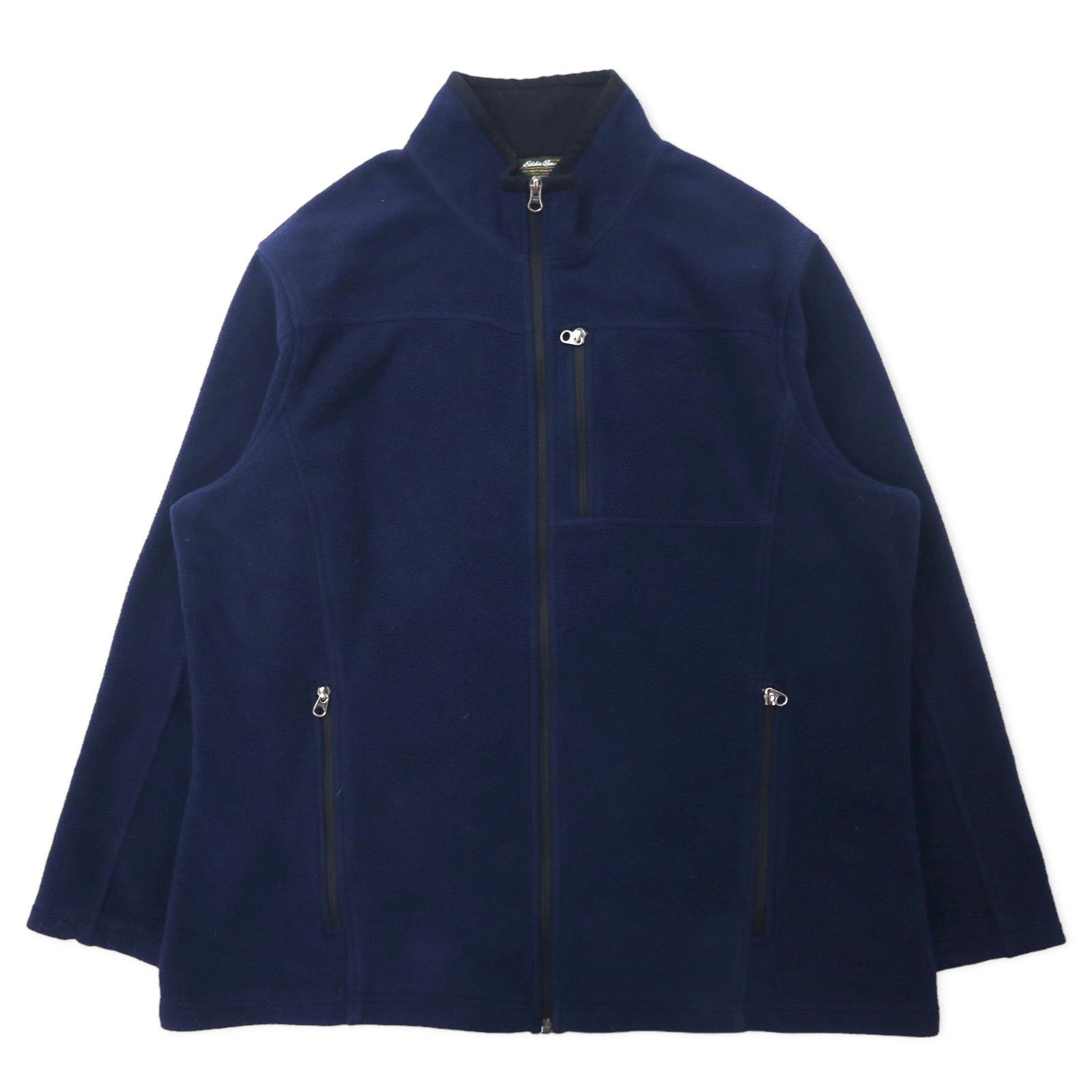 日本然リトテ-古着オンライン-Eddie Bauer カナダ製 フルジップ フリースジャケット XL ネイビー ポリエステル ワンポイントロゴ刺繍-Eddie Bauer Canada MADE FLEECE Jacket XL Navy Polyester One Point Logo Embroidery