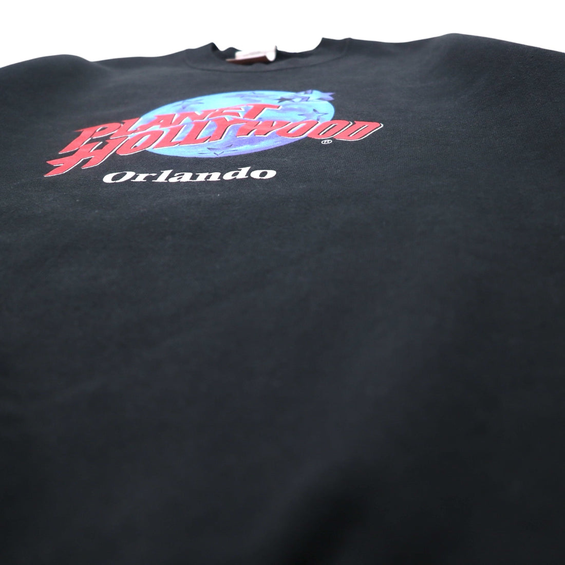 PLANET HOLLYWOOD 90s USA Made Logo Embroidered Sweatshirt L Black Cotton Orlando
