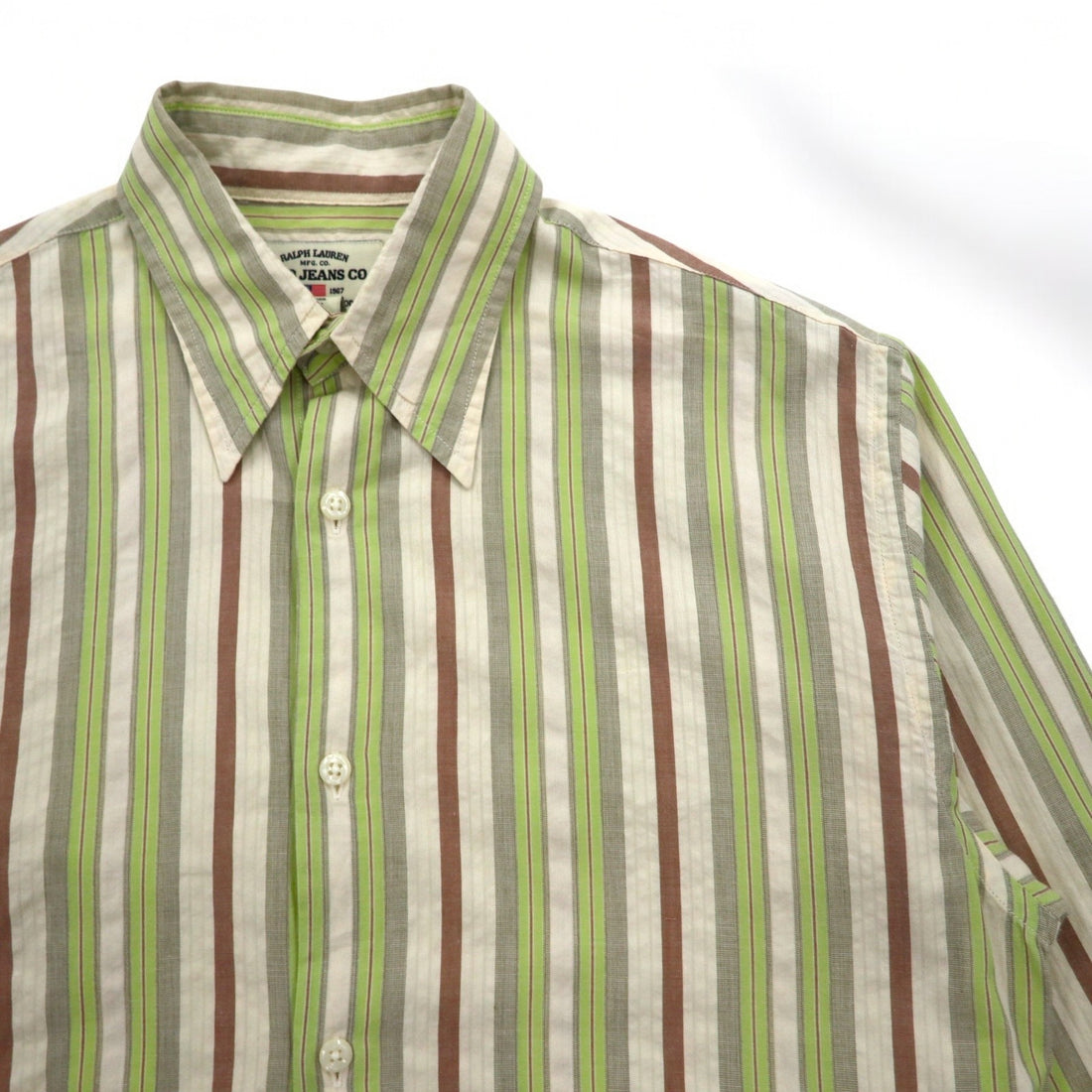 POLO JEANS CO. RALPH LAUREN 90s Multi-stripe shirt L Green Cotton