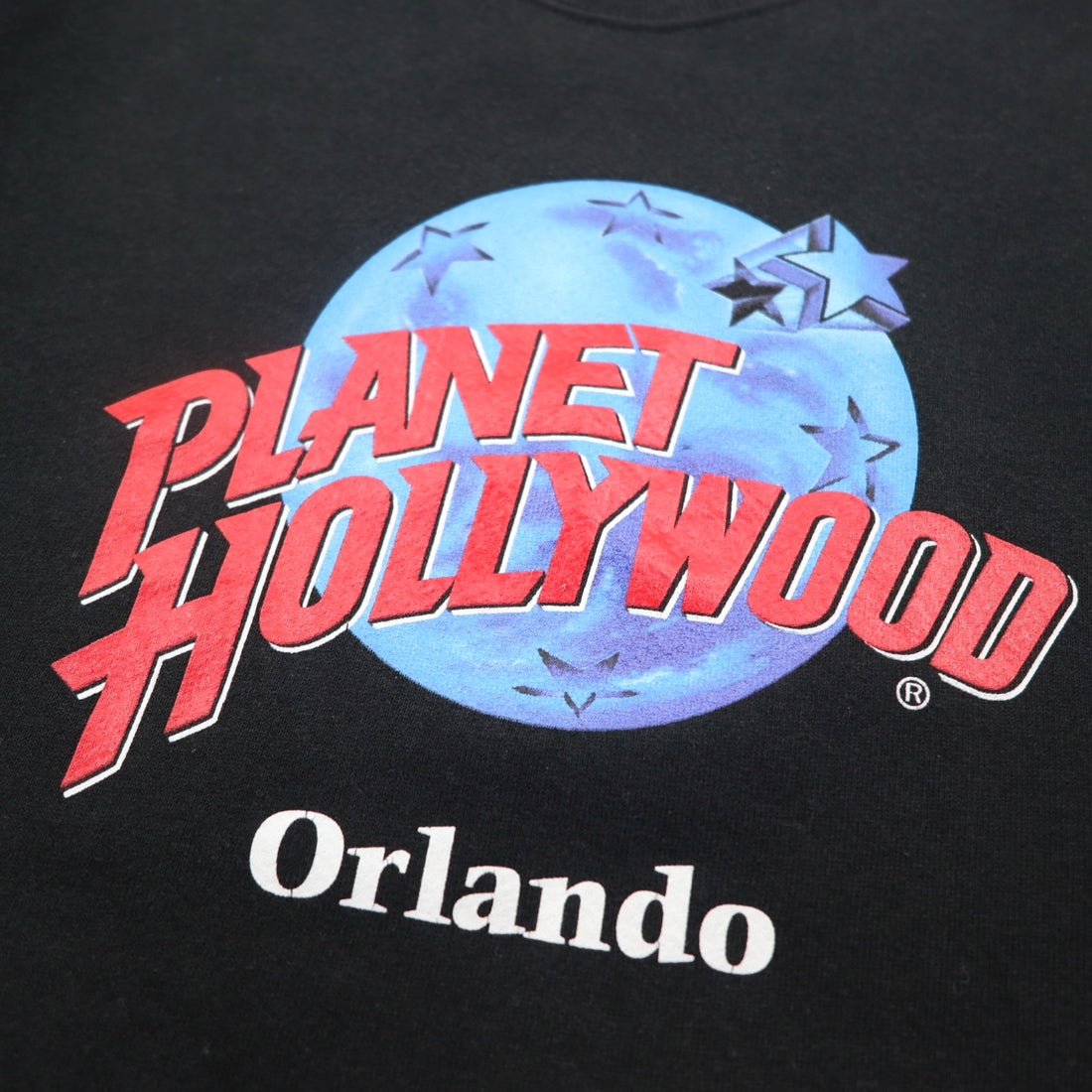 PLANET HOLLYWOOD 90s USA Made Logo Embroidered Sweatshirt L Black Cotton Orlando