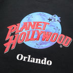 PLANET HOLLYWOOD 90s USA Made Logo Embroidered Sweatshirt L Black Cotton Orlando
