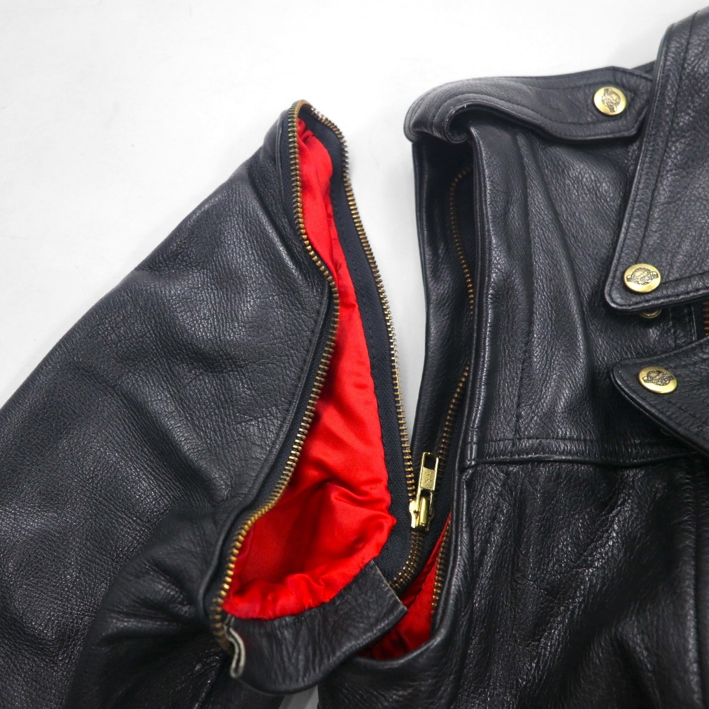 LEATHER AND FUR 102 コンバーチブル 2WAY ダブル ライダース レザージャケット ベスト M 牛革 アーム着脱可