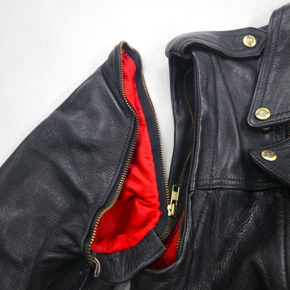 LEATHER AND FUR 102 コンバーチブル 2WAY ダブル ライダース レザージャケット ベスト M 牛革 アーム着脱可