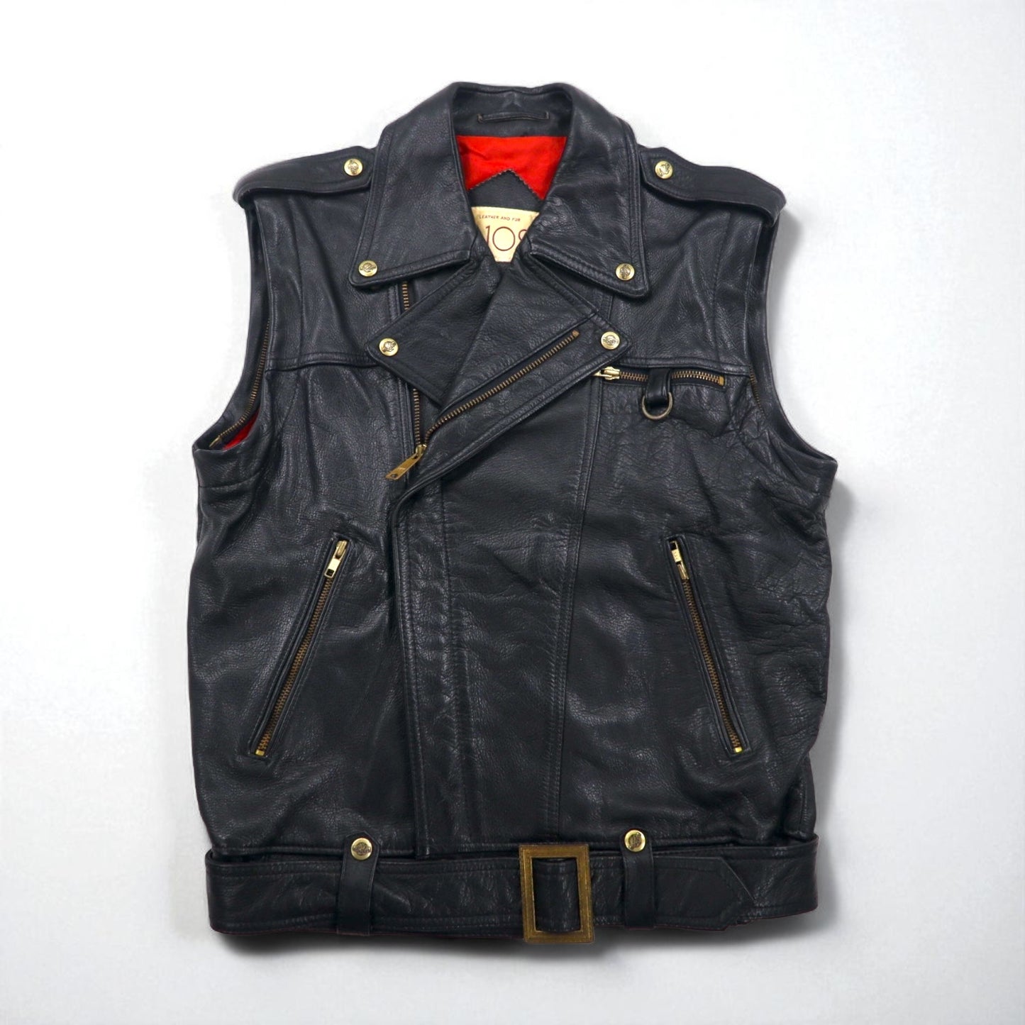 LEATHER AND FUR 102 コンバーチブル 2WAY ダブル ライダース レザージャケット ベスト M 牛革 アーム着脱可